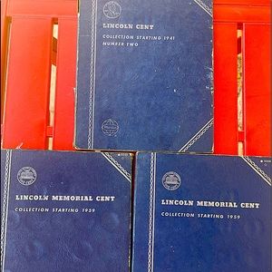 3 Collection Books of Lincoln Memorial Pennies. Includes most Pennies